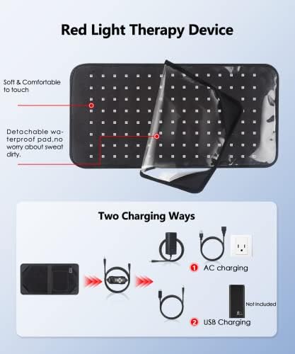 Појас за терапија со црвена светлина, инфрацрвена терапија со црвена светлина за тело со тајмер 120 LED носат уреди со лесна терапија во