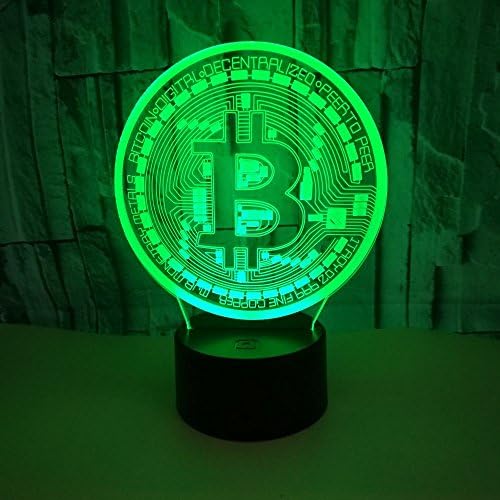 Bitcoin Модел Ноќ Светлина Играчки 3D Оптичка Илузија Светилка Со Допир &засилувач; Далечински Управувач &засилувач; 16 Бои Менување На