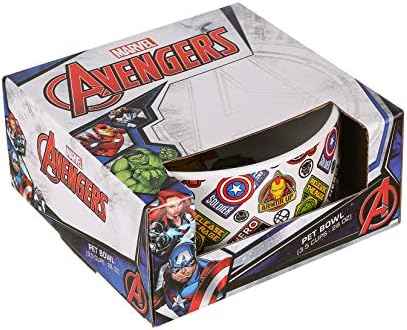 Marvel Comics Avengers Ceramic Dog Bowl, 6-инчен | Бела керамичка чинија со кучиња со официјални ликови и лого на Avengers |