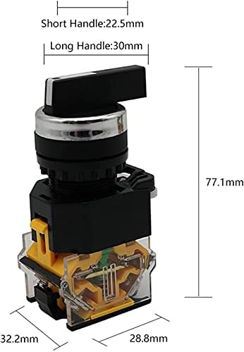 Outvi 22mm селектор на копчето за ротирачки прекинувач за заклучување на моментот 2NO 1NO1NC 2 3 Позиција DPST 10A 400V прекинувач за напојување
