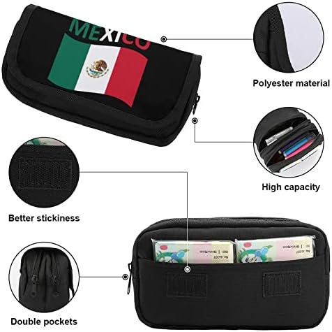 Знаме на торба со молив во мексико, двоен слој Пенкало за канцелариски торбички за шминка за шминка кутија за држач за торбичка