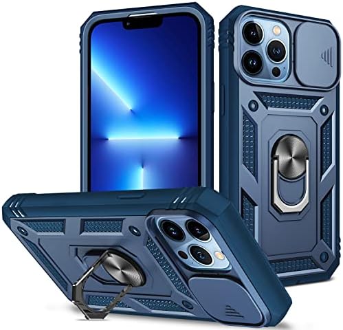 Andwing за Iphone 13 Pro Max Случај со Слајд Капакот На Камерата &засилувач; Kickstand [Воена Одделение Капка Заштита] [Вграден во 360°