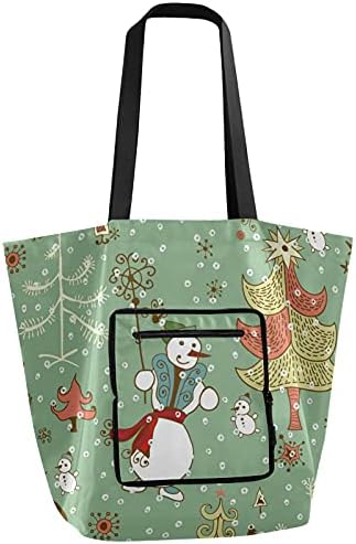 Божиќен снежен човек 06 Преклопно рамо торбичка торба за еднократна употреба на намирници, тешка школа торба торба за шопинг
