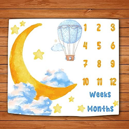 Lyвездена starвезда на starвездата на Месечината, бебето, 1-12 месеци, бебето со пресвртница за бебиња, сино топол воздух балон, новороденче,