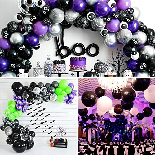 Црни и виолетови балони 40 парчиња 12 инчи и црни чаршафи 54 x 108 инчи