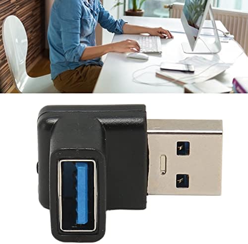 Qinlorgo USB машки до USB женски адаптер, USB машки до женски адаптер 90 степени за полнење со голема брзина на десен агол
