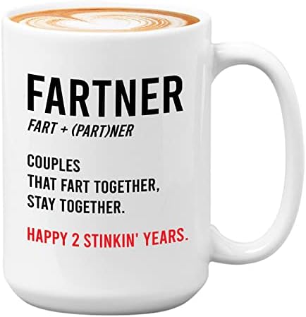 Персонализирана Годишнина Кафе Кригла 15oz Бело-Fartner Дефиниција-Свадба Обичај Година 2 Годишнина Двојка Прдење Сопруга Сопруг Брак