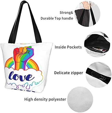 Геј гордост платно торба голема обична торба за рамо за еднократна торба за употреба торби за носење торби за жени кои патуваат работа за купување
