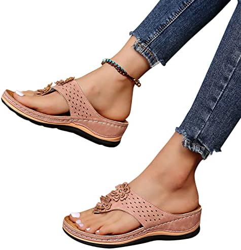 Guangyuan Roman Sandals Womenените чипкаат плетенка кожни чевли плажа ортотични велкро дише клин од сандали сандал за патувања со флип