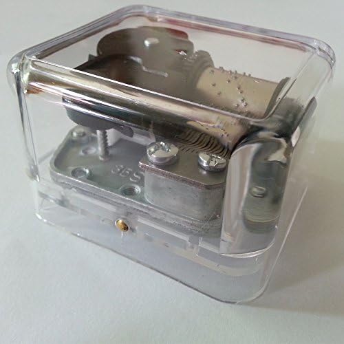 Fnly 18 белешки Креативна ветерна акрилна пластика Транспарентна музичка кутија со движење со сребрена облога во, музичко кутија со треперење