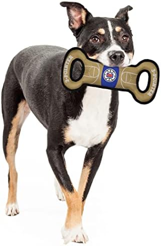 Тешка играчка за коски за кучиња - НБА Лос Анџелес Клиперс кучиња Коски играчка играчка со лого на тимот на корпа, внатрешен пискач и зашивање