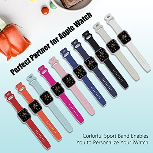 TopBang компатибилен со Apple Watch Band 38mm 40mm 41mm за жени мажи, iWatch Silica Gel Band мека прилагодлива замена на Apple Watch