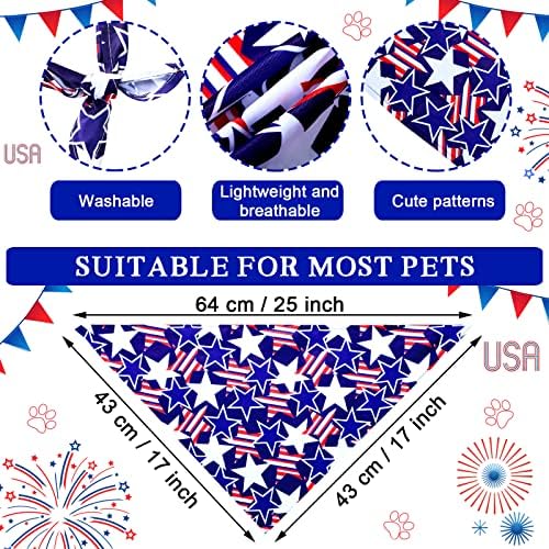 20 парчиња патриотска кучиња бандана Ден на независност Ден на миленичиња Марама за миење садови Триаголник Бибс Американски