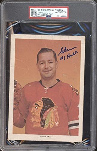 17 Глен Хол - 1963 Фотографии на CHEX CERE, хокеј картички оценети PSA Auto - автограмирани фотографии од NHL