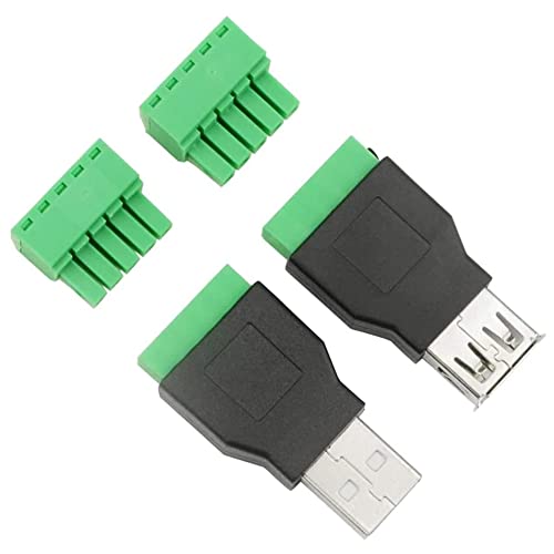 Jienk 4PCS USB 2.0 Тип А машко/женско до 5 пински завртки за завртки за блокирање на блок, преносен конвертор на конекторот за адаптер за приклучок