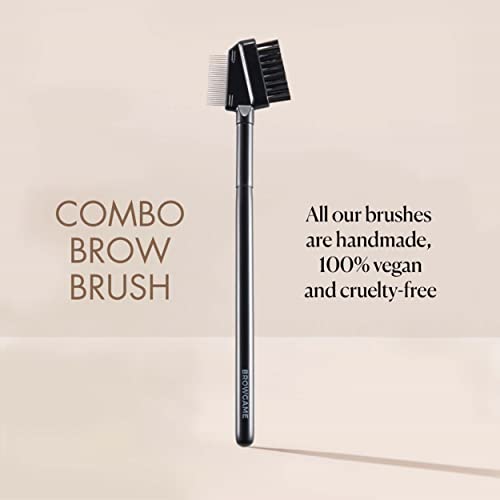 Потпис на Browgame Combo Combo Brow Brush - Дво -во -една алатка - форми и младожени - создава волумен и грмушки ефект - има врвни