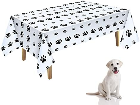 Кутре шепа печати пластична чаршав, 1 парчиња куче роденденски украси за масички за еднократна употреба, користете за кучиња за роденденски
