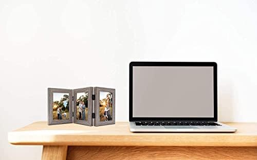 Рамка, 4x6 трифолда рамка за слики со шарка фото -рамки со три преклопни рамка за десктоп стаклена рамка вертикална