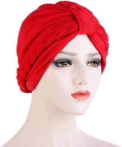 Капчиња со турбан череп Трендовски бени капи за жени капи капа капа за коса, модерни фустани плетенка глава глава за обвивка за капаци