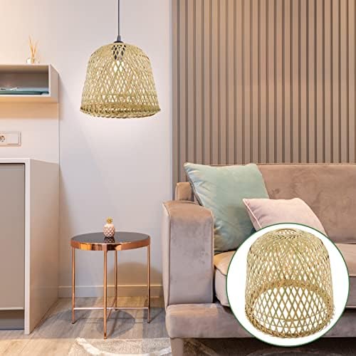 Додатоци за ламби во Vosarea Wicker Rattan Larbshade Bamboo светло покритие гроздобер висечки тавански светло за светло за домашно