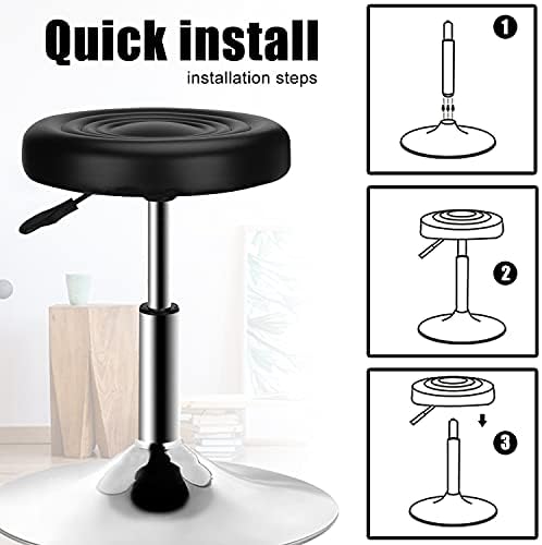 Qicheng & Lys Round Modern Bar Stool Heightion Adimable 360 ​​Swivel Stool, за домашна канцеларија кујна берберница бар спа - црна