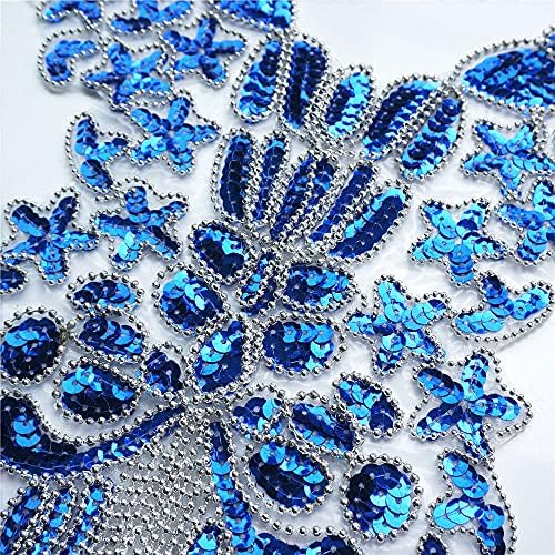 JYDQM Royal Blue Sequin чипка ткаенина од ткаенини од свадбени наметка Апликации јака барокна вез