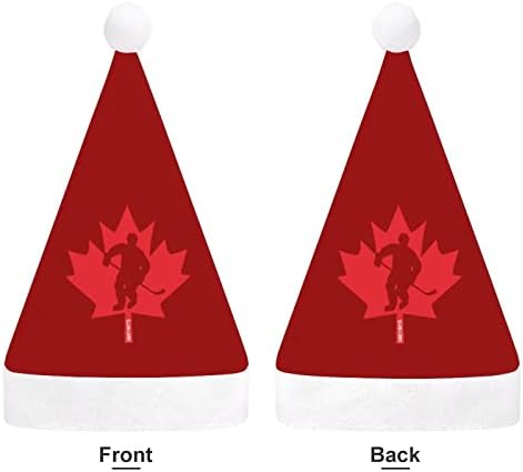 Канада Хокеј Играч Јавор Лист Божиќ Шапка Мека Кадифен Дедо Мраз Капа Смешни Бини За Божиќ Нова Година Празнична Забава