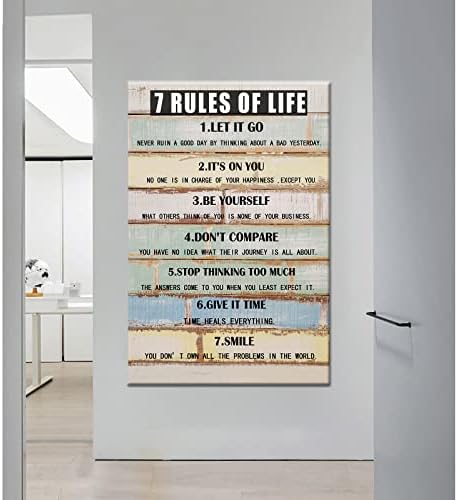 Инспиративни постери Мотивациони платно Wallидна уметност 7 Правила на живот печатење на слики за модерна домашна канцеларија дневна соба