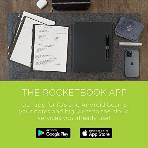Rocketbook Нов про -наречен пакет со страници | Скенирање на страници за да се прават списоци и агенди - напишете, скенирајте, избришете,
