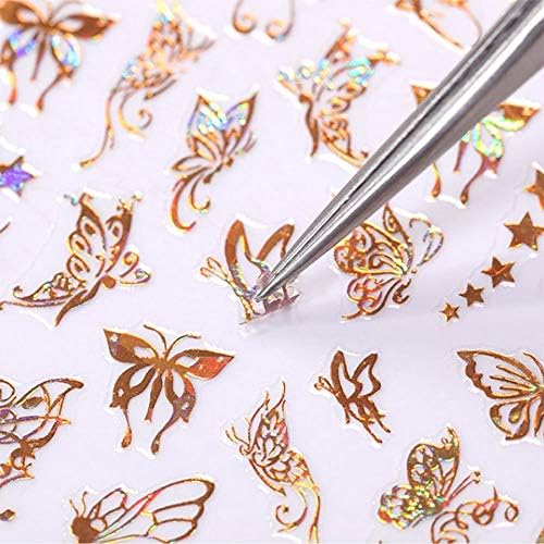 Налепници за уметност од пеперутка за нокти Декларации за резерви 8 чаршафи 3Д само-лепете мода за дизајн на пеперутка за нокти