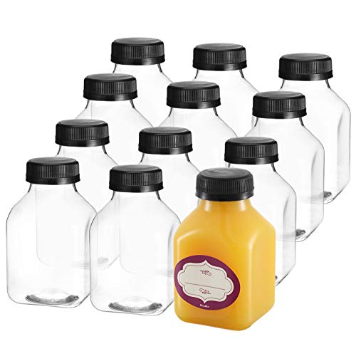 Пластични шишиња со сок од дилаби со капачиња - 12 пакувања - шишиња со вода што може да се употреби со капаци за сок, пијалак, млеко