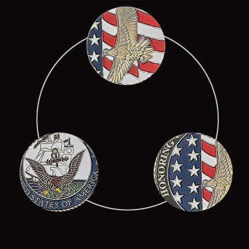 Американска воена морнарица во чест на нашите поморски ветерани основани монети на метални бакарни метални бакари на 13 октомври