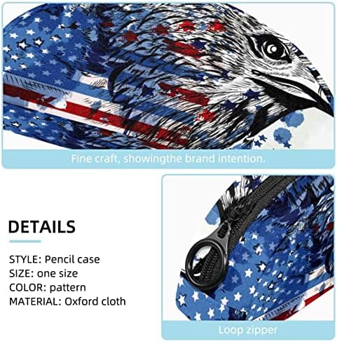 Торба со моливи Американско знаме орел птица мека патент торбичка за молив организатор за шминка торби