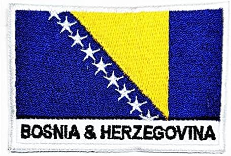 Кленплус 1, 7Х2, 6 ИНЧИ. Знаме На Босна И Херцеговина Печ Тактички Воен Плоштад Облик Знаме Везени Закрпи Земја Знаме Налепници