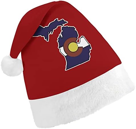 Мичиген Преглед Колорадо Знаме Божиќна Капа Персонализирана Дедо Мраз Шапка Смешни Божиќни Украси
