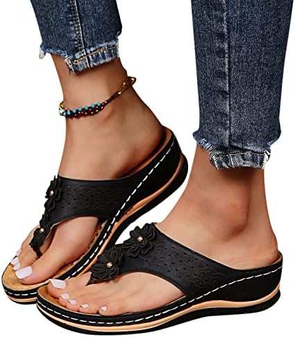 Прекрасни медицински сестрински клинови сандали за жени облечени летни женски удобни ортотични сандали со лак за поддршка на плантарни фасцитис