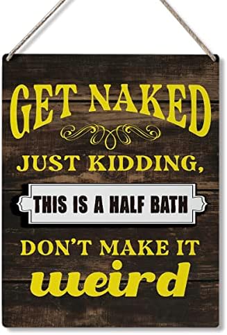 Подарок за знак за бања Фарма куќа станете голи само шегувајќи се ова е половина бања дрвена висечка знак плакета рустикална wallидна