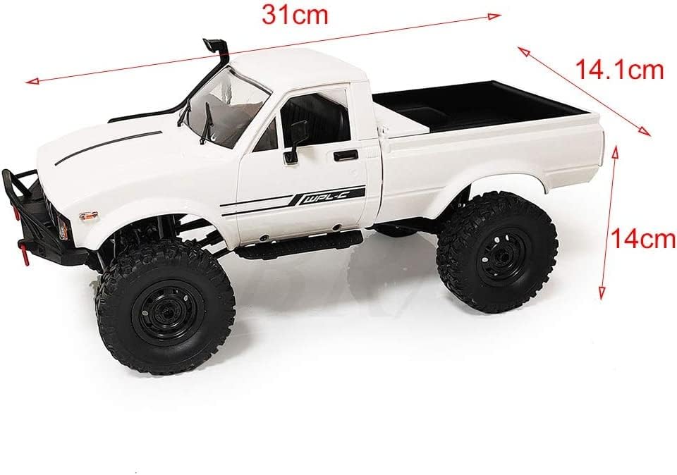 Yikeshu RC Crawler Offroad RC Truck 4x4 Remote Control Rock Crawler WPL C24-1 пикап камиони со LED светло, 2,4 GHz 1/16 скала СИТЕ ТЕРВЕРСКИ