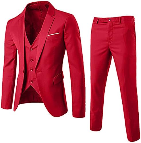 Облека за мажи во Амцок, 2022 година Модна машка костум тенок 3-парчен костум Р деловна свадбена венчаница елек и панталони