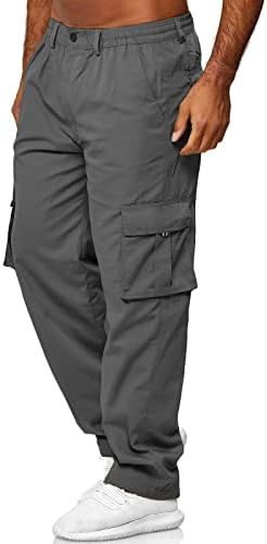 Машки панталони за мажи, обични памучни џогер мулти џебови на отворено за пешачење со џемпери