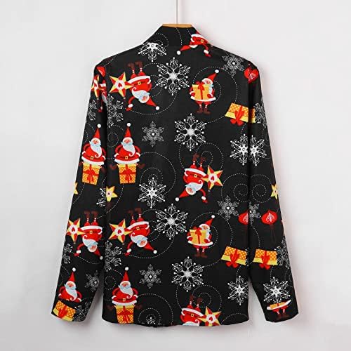 Копчиња за долги ракави за божиќни мажите ZDDO, д -р кошули, Божиќ Смешен Дедо Мраз печати кошула за куглање за куглање, дизајнерски