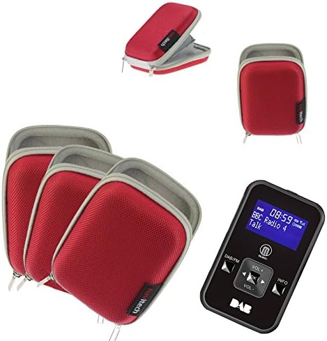 Navitech Преносна црвена тврда вода отпорна MP3 / Mini DAB FM Дигитален музички плеер Радио кутија / корица компатибилен со Trekstor