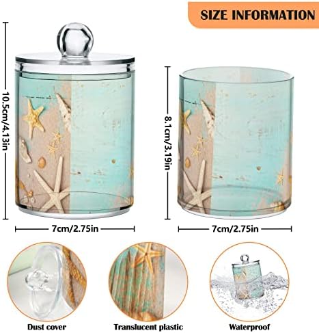 Starfishes Seashells Sand Sand Sumge 2 пакет памук британски држач за држачи на топката Организатор диспензерот пластични стаклени контејнери