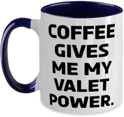 Gag Valet Подароци, кафе ми ја дава мојата калетна моќност, калетна кригла со два тона 11oz од шеф ,, празник, Божиќ, сегашност, порибување