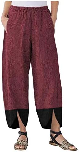 Shengxiny товарни панталони за жени обични памучни постелнини цврсти џемпери крпеници неправилни лабави широки нозе, буги панталони