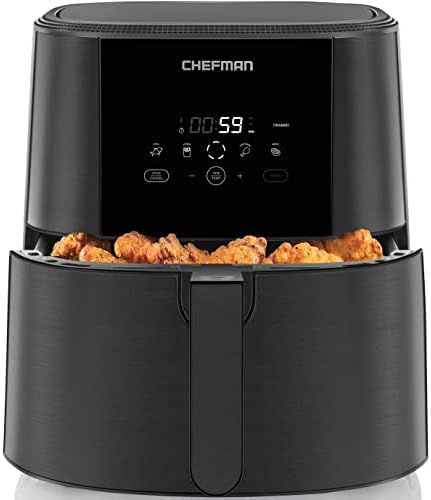 CHEFMAN Turbofry Touch Air Fryer, големина на семејство од 8 кварта, дигитални контроли со еден допир за здраво готвење, претходно поставени помфрити,