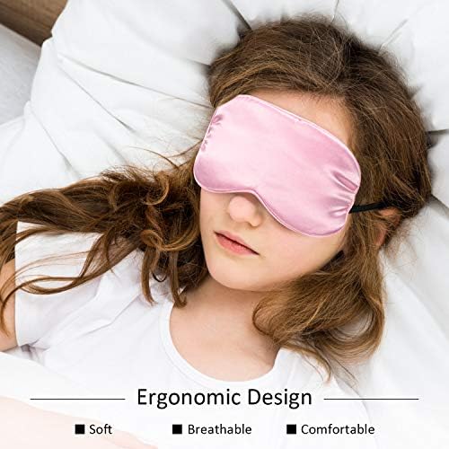 12 парчиња свила за спиење маска чиста свила деца спиење маска за очи со прилагодлива лента мека и мазна маска за очи за очи за спиење блокирајќи