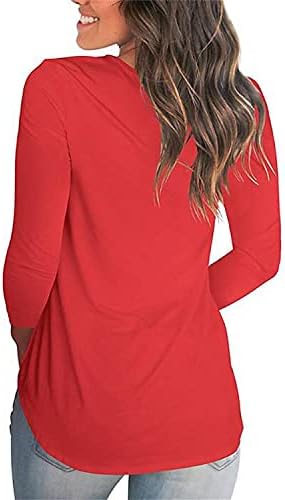 Womenените против вратот со долги ракави врвни цврсти врвови во боја, лабава кошула, џемпер за џемпер со целосен ракав блузи