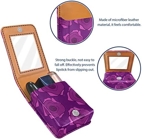 Кармин за шминка ОРИУКАН торба ЗА кармин со огледало пренослив торбичка за складирање кармин организатор за складирање на сјај за усни, Виолетова