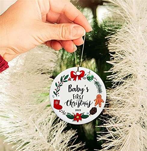 2022 Први Божиќни украси на бебето, новородени бебиња Божиќно декорација на дрвото Моето прво Божиќно романтично бебе за бебе